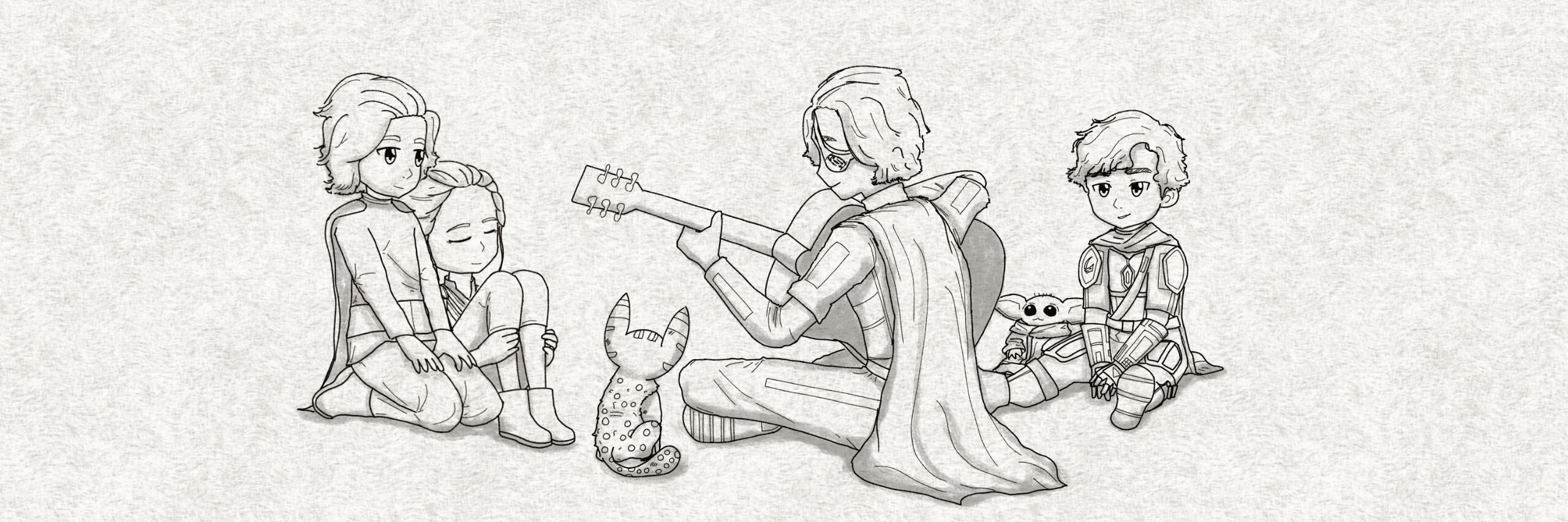 Some of my fave fictional charcters with me and my lothcat, Row